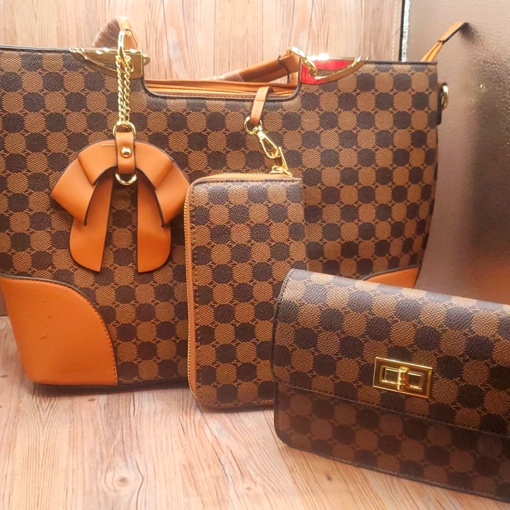 3pc Tall Shopper, Crossbody and Wallet